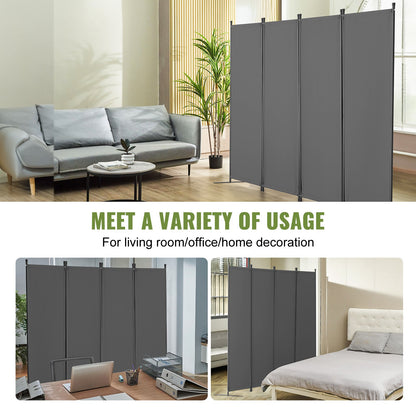 Room Divider, 4 Panel Room Dividers and Folding Privacy Screens, Fabric Partition Room Dividers for Office, Bedroom, Dining Room, Study, Freestanding, Light Gray
