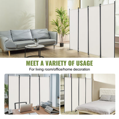 Room Divider, 4 Panel Room Dividers and Folding Privacy Screens, Fabric Partition Room Dividers for Office, Bedroom, Dining Room, Study, Freestanding, White