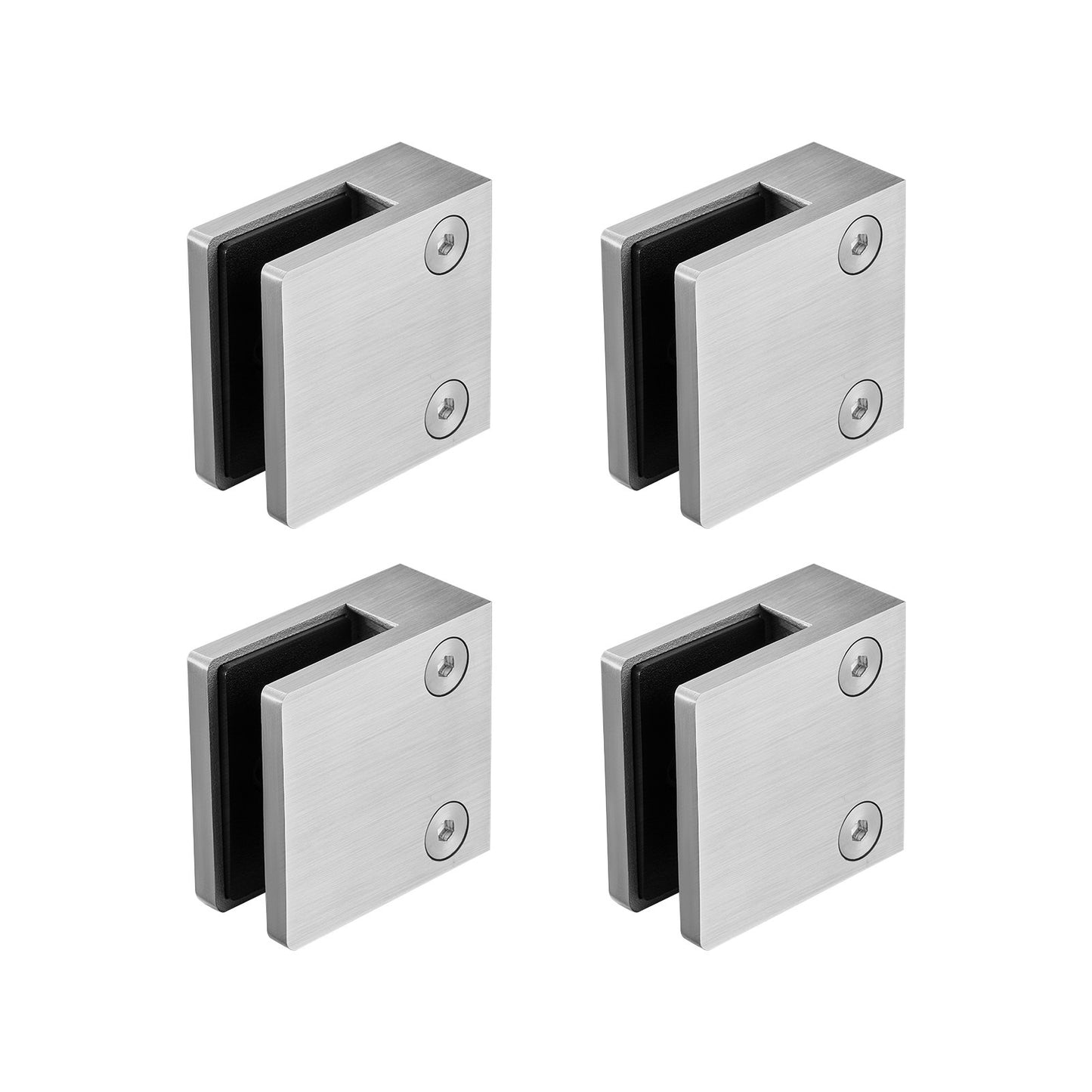 Glass Clamp, 4 PCS Square Glass Railing Bracket for 0.31 "-0.47 " Tempered Glass, 304 Stainless Steel Glass Mounting Clamp, Glass Shelf Bracket for Balcony, Garden, Pool, Stair, Silver