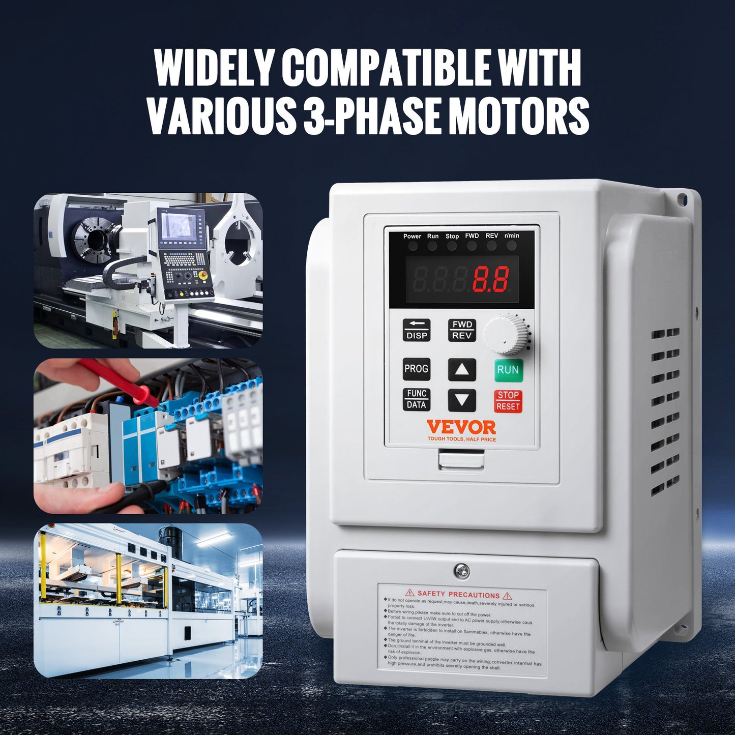 VFD 4KW，18A，5HP Variable Frequency Drive for 3-Phase Motor Speed Control