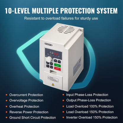 VFD 4HP, 3KW, 14A, 1 or 3 Phase AC 220V Input to 3 Phase AC 0~220V Output Variable Frequency Drive, 50/60Hz Input, 0-2000Hz Output VFD for Spindle Motor Speed Control