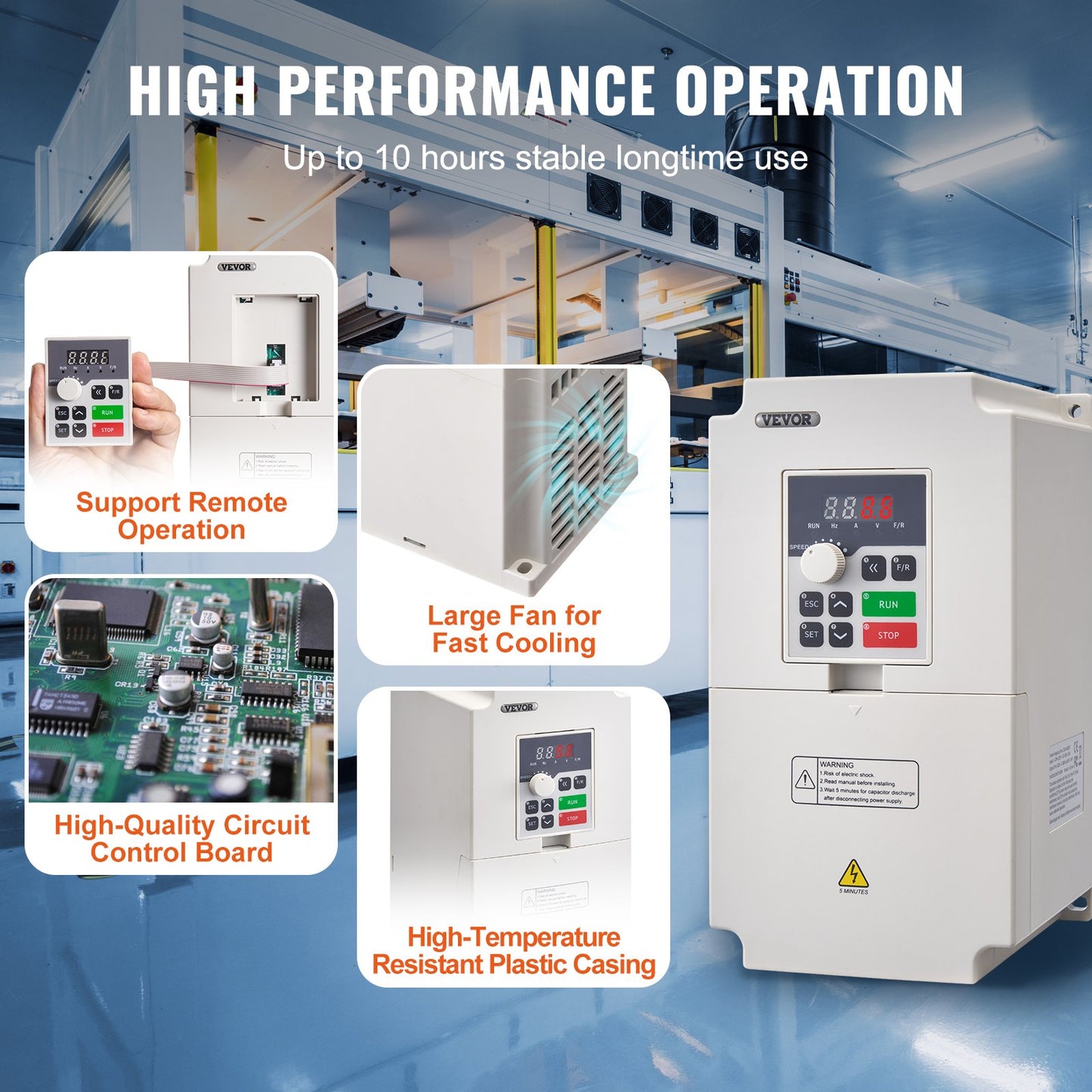 VFD 7.5HP, 5.5KW, 25A, 1 or 3 Phase AC 220V Input to 3 Phase AC 0~220V Output Variable Frequency Drive, 50/60Hz Input, 0-2000Hz Output VFD for Spindle Motor Speed Control