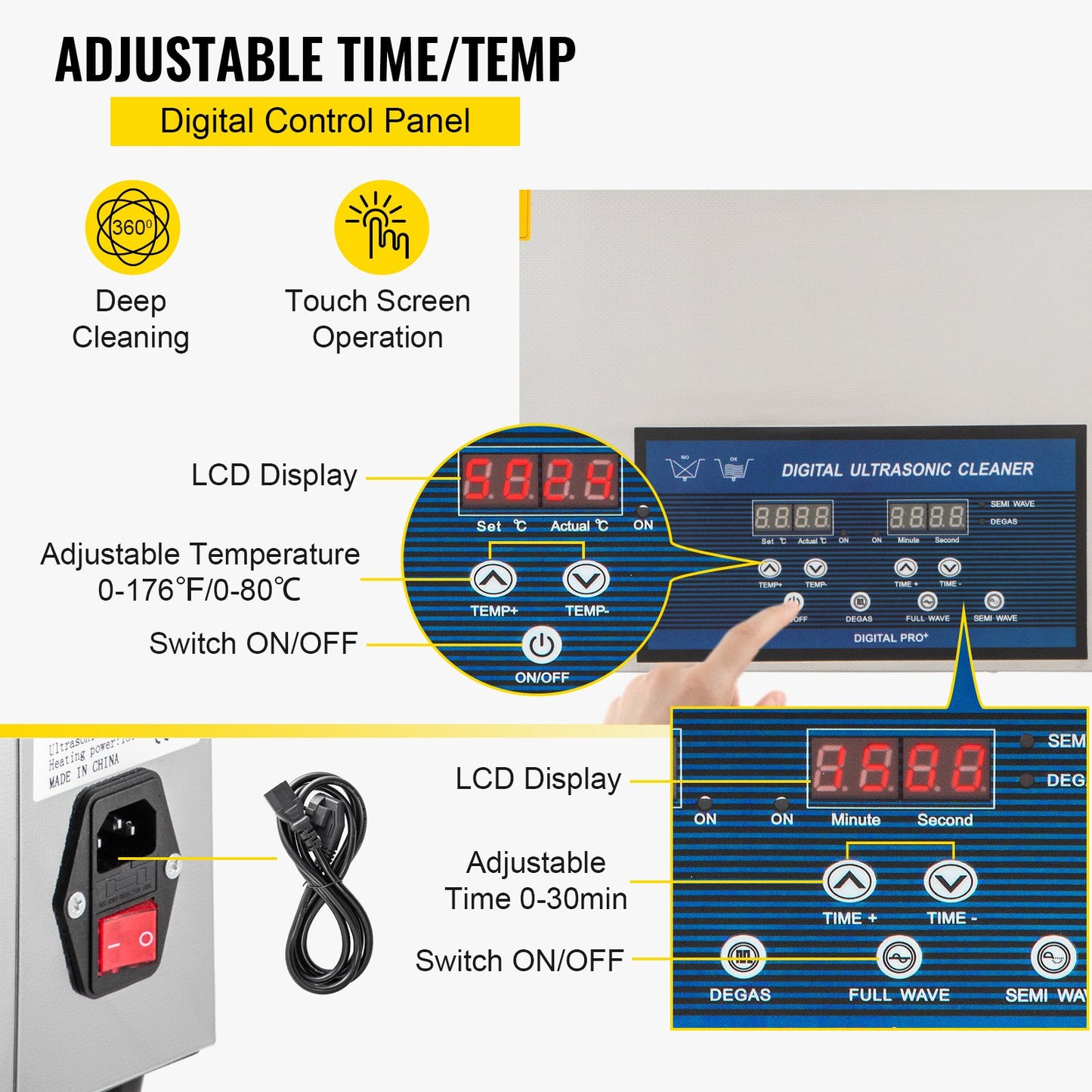 30L Ultrasonic Cleaner Dual Frequency Ultrasonic Cleaning Machine with Heater Jewelry Cleaner for Parts Jewelry Eyeglass Ring Denture Record Circuit Board 28/40KHz