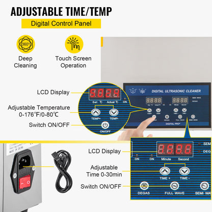 30L Ultrasonic Cleaner Dual Frequency Ultrasonic Cleaning Machine with Heater Jewelry Cleaner for Parts Jewelry Eyeglass Ring Denture Record Circuit Board 28/40KHz