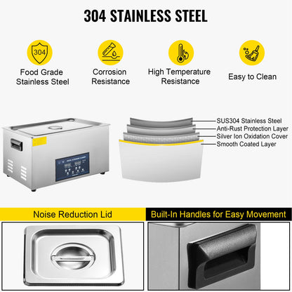 30L Ultrasonic Cleaner Dual Frequency Ultrasonic Cleaning Machine with Heater Jewelry Cleaner for Parts Jewelry Eyeglass Ring Denture Record Circuit Board 28/40KHz