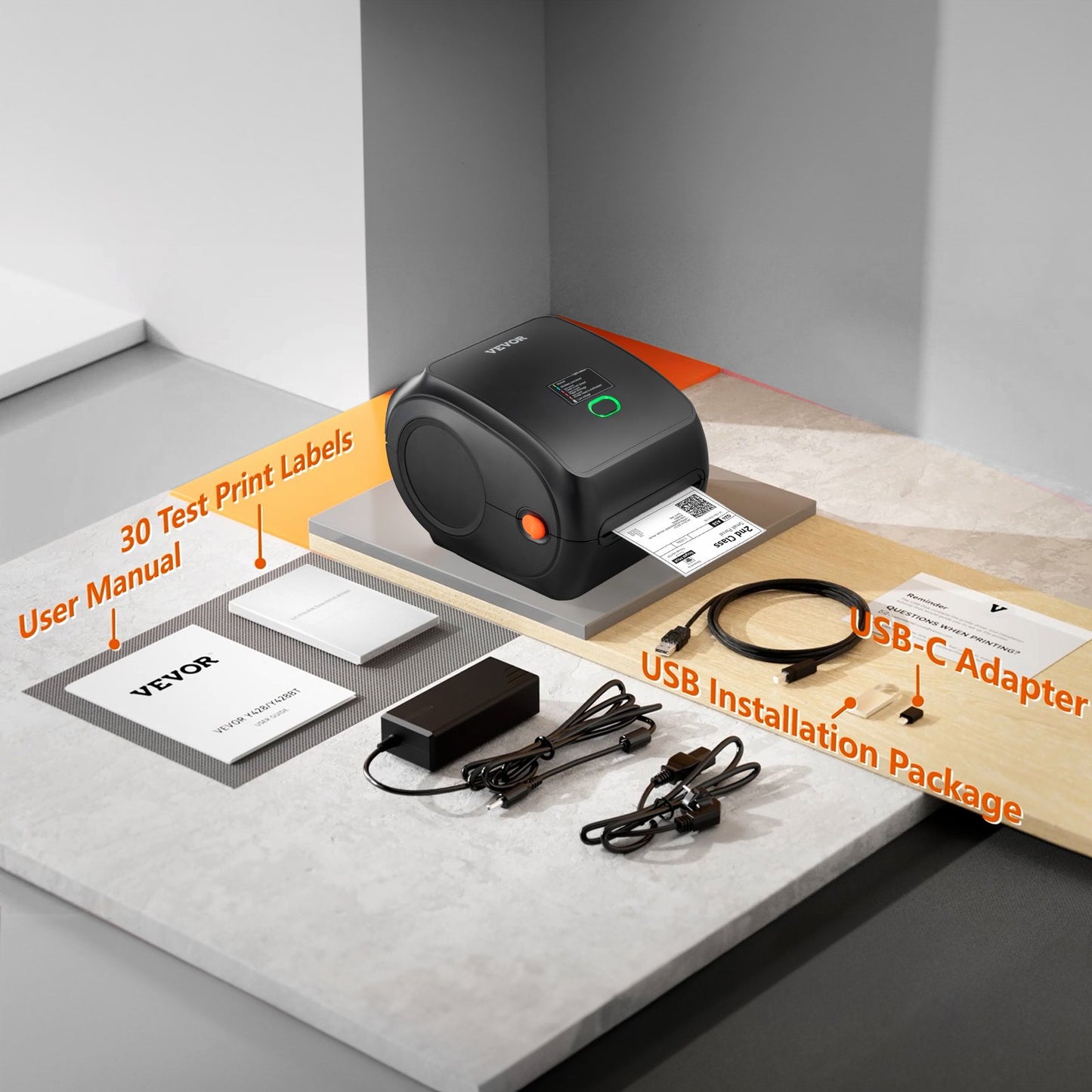 Thermal Label Printer, 300DPI for 4x6 Mailing Packages, Wireless Bluetooth & Automatic Label Recognition, Support Windows/MacOS/Linux/Android/IOS, Compatible with Amazon, eBay, Etsy,etc