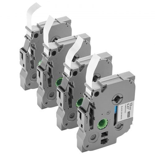 Label Maker Tape, 4 Pack, 0.47 in / 12 mm Black on White Label Maker Refills Compatible for Various Types of Brother P-Touch Labelers, Durable & Long-lasting, Replacement for Letra Tag TZe-231