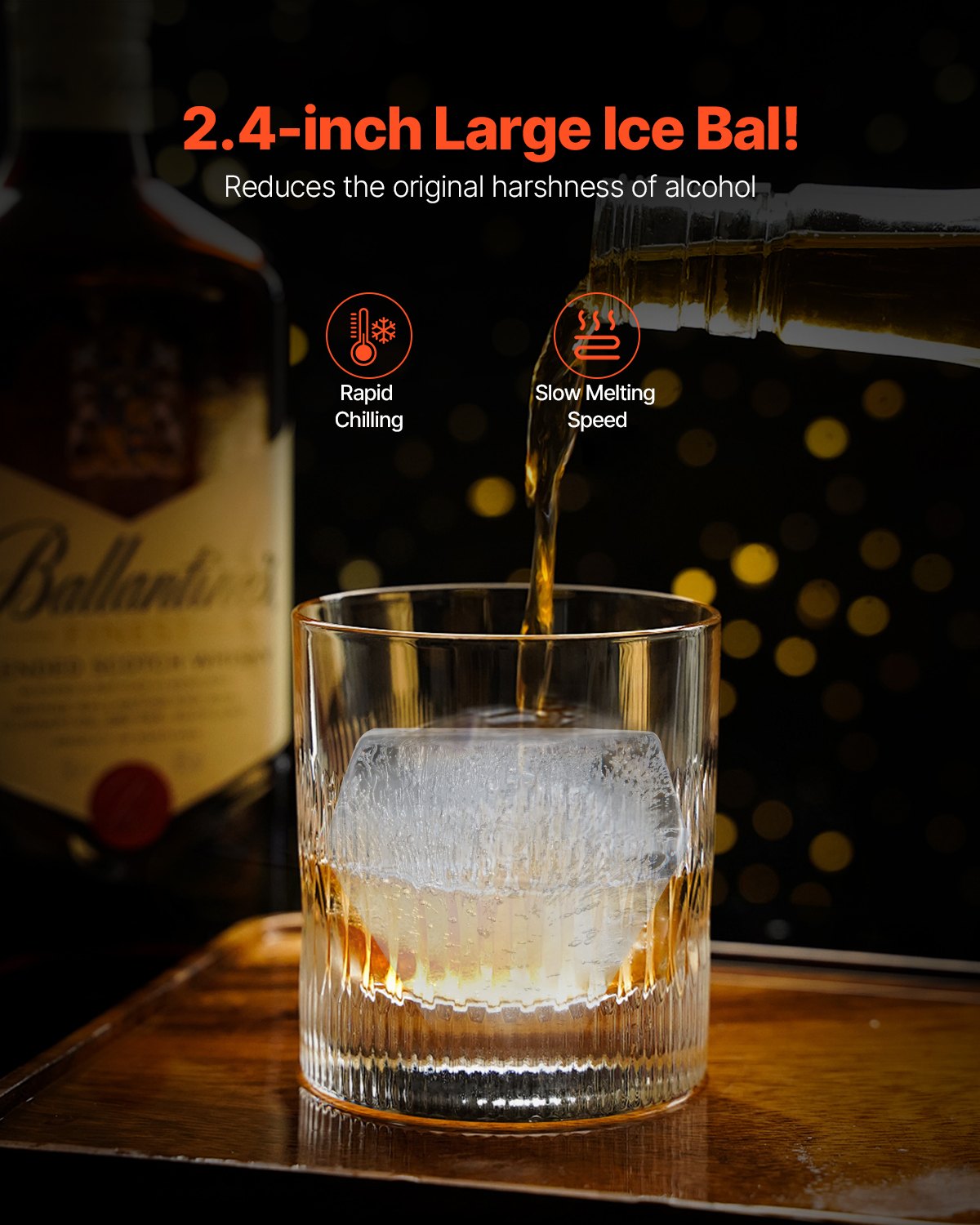 Ice Diamond Press, 2.4" Ice Ball Maker, Aviation Aluminum Diamond Ice Ball Press Kit for Ice Diamond, Ice Press with Tong and Drip Tray, for Whiskey, Cocktail, Bourbon, Scot on Party & Holiday