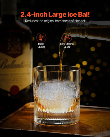 Ice Diamond Press, 2.4" Ice Ball Maker, Aviation Aluminum Diamond Ice Ball Press Kit for Ice Diamond, Ice Press with Tong and Drip Tray, for Whiskey, Cocktail, Bourbon, Scot on Party & Holiday