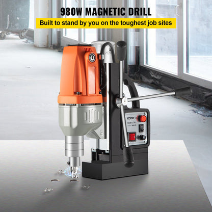 Magnetic Drill 220V-240V Magnetic Drilling Machine 980W, Metal Drill Press High Power 680 rpm, Multi-Function Metal Drill Press 35MM Core Drilling Machine for Drilling And Tapping