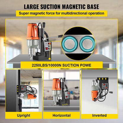 Magnetic Drill 220V-240V Magnetic Drilling Machine 980W, Metal Drill Press High Power 680 rpm, Multi-Function Metal Drill Press 35MM Core Drilling Machine for Drilling And Tapping