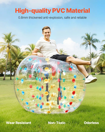 Uppblåsbara stötfångarbollar 1-pack, 5FT/1.5M Body Sumo Zorb-boll, 0.8mm tjock PVC-mänsklig hamster-bubbelknäckare för utomhussporter, Bopper-leksak för trädgård, flerfärgad