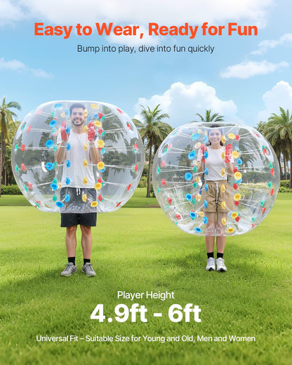 Uppblåsbara stötfångarbollar 1-pack, 5FT/1.5M Body Sumo Zorb-boll, 0.8mm tjock PVC-mänsklig hamster-bubbelknäckare för utomhussporter, Bopper-leksak för trädgård, flerfärgad