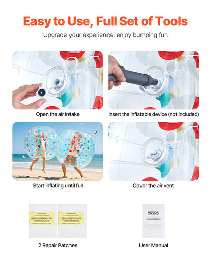 Uppblåsbara stötfångarbollar 1-pack, 5FT/1.5M Body Sumo Zorb-boll, 0.8mm tjock PVC-mänsklig hamster-bubbelknäckare för utomhussporter, Bopper-leksak för trädgård, flerfärgad