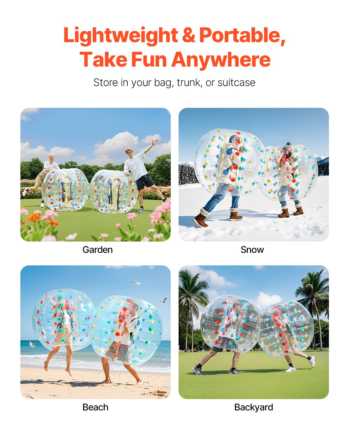 Uppblåsbara stötfångarbollar 1-pack, 5FT/1.5M Body Sumo Zorb-boll, 0.8mm tjock PVC-mänsklig hamster-bubbelknäckare för utomhussporter, Bopper-leksak för trädgård, flerfärgad