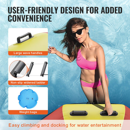 Uppblåsbar vattenstudsare, 17 fot rekreationsvattentrampolin, bärbar studsplattform med 5-stegsstege och elektrisk luftpump, flytande rebounder för barn och vuxna för pool, sjö, vattensporter