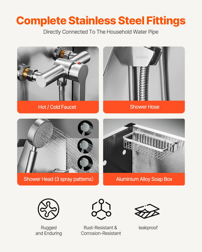 86,4 cm tvättstation i rostfritt stål för hundar, badkar för husdjur med varm- och kallvattenkran, duschmunstycke, handfat för hemmabruk, passar små katter och hundar, halkfri trappa (vänster dörr)