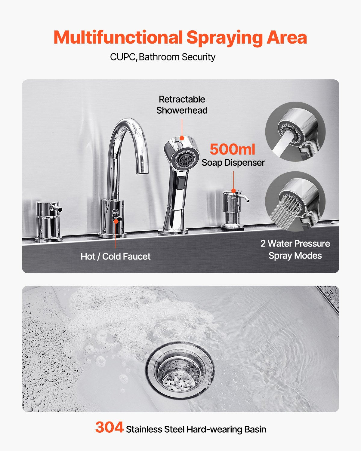Hundtvättstation i 304 rostfritt stål, 154,9 cm trimbadkar med halkfri ramp med låg lutning, förvaringslåda, varm- och kallvattenkran, allt-i-ett-badkar för trimbutik, passar alla storlekar (vänster dörr)