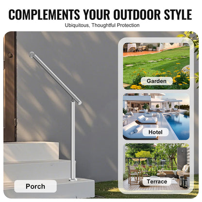 Handrails for Outdoor Steps, 31.5in / 80cm Deck Railing Kit Wall Floor Mounted, Railings for Outside Steps with Installation Kit, Hand Rails for Seniors,Porch Railing & Deck Rail Kit, Silver