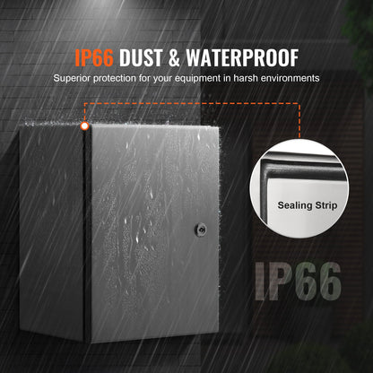 Steel Electrical Box, 50.8 x 40.6 x 20.3 cm, 304 Stainless Steel Electrical Enclosure Box, Wall-Mounted Outdoor Electrical Electronic Equipment Enclosure with Mounting Plate Hinges Lock, IP66 Waterproof