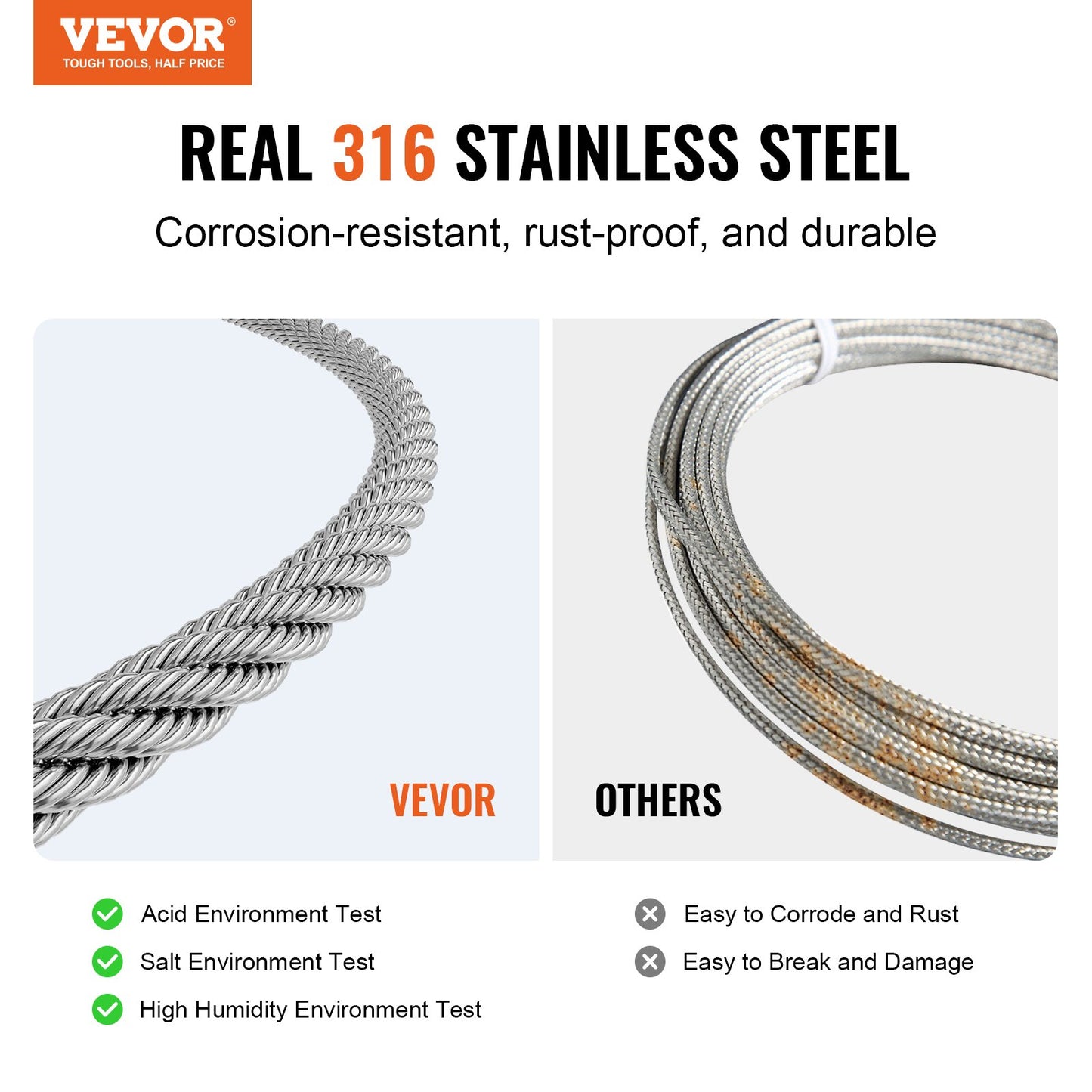Wire Rope Kit, 1/8" 600 ft 316 Stainless Steel Cable with Cutter and Gloves, 1600 lbs Breaking Strength, 7x7 Strands Construction Marine Aircraft Grade for Handrail Stair Decking Fence Outdoors