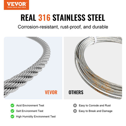 Wire Rope Kit, 1/8" 600 ft 316 Stainless Steel Cable with Cutter and Gloves, 1600 lbs Breaking Strength, 7x7 Strands Construction Marine Aircraft Grade for Handrail Stair Decking Fence Outdoors