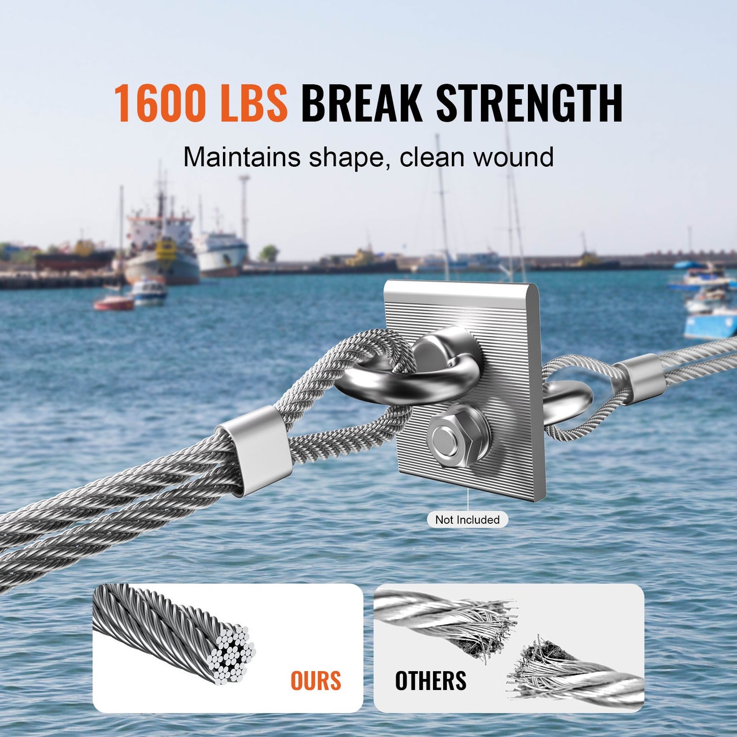 Wire Rope Kit, 1/8" 600 ft 316 Stainless Steel Cable with Cutter and Gloves, 1600 lbs Breaking Strength, 7x7 Strands Construction Marine Aircraft Grade for Handrail Stair Decking Fence Outdoors