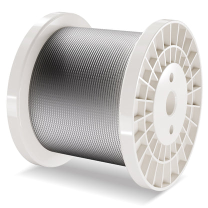 Wire Rope Kit, 1/8" 600 ft 316 Stainless Steel Cable with Cutter and Gloves, 1600 lbs Breaking Strength, 7x7 Strands Construction Marine Aircraft Grade for Handrail Stair Decking Fence Outdoors