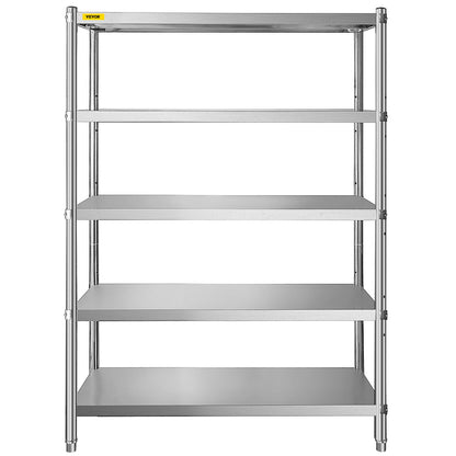 Shelving Unit 48x18.5 Inch Storage Shelves 5-Tier shelving Units And Storage Adjustable Shelf Storage Unit Adjustable Feet Shelving Units Stainless Steel Kitchen Shelves