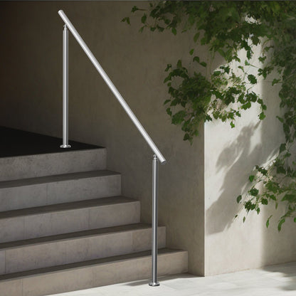 Handrails for Outdoor Steps, 70.9 in/ 180cm Length Stair Hand Rail Kit, Transitional Stainless Steel Railings with Installation Kit, Double-column Staircase Handrails for Seniors,Porch & Deck