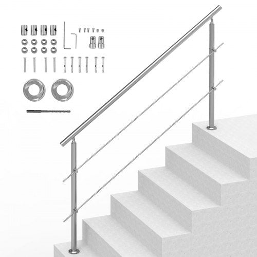 180.1 cm Handrails for Outdoor Steps 2 Crossbars Staircase for Porch Deck
