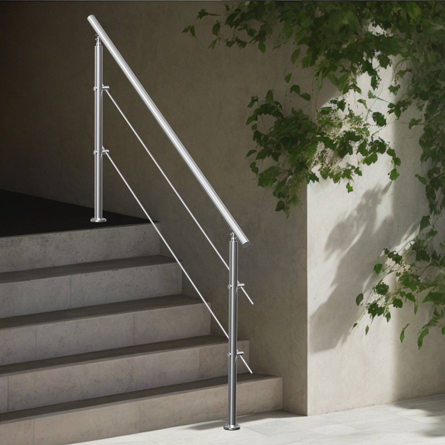 180.1 cm Handrails for Outdoor Steps 2 Crossbars Staircase for Porch Deck