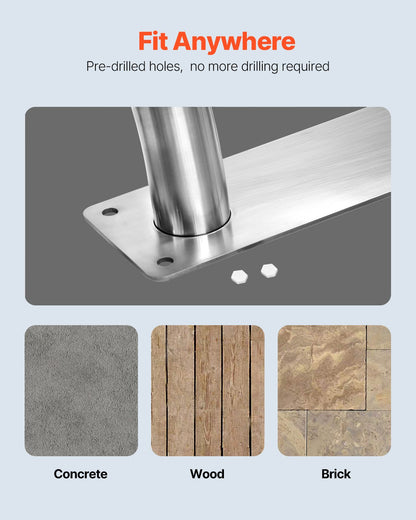 Poolräcke, 80 x 80 cm pooltrappräcke, 2 st. poolräcke i rostfritt stål med en lastkapacitet på 160 kg, poolräcke med snabbmonterad bottenplatta och kompletta monteringstillbehör