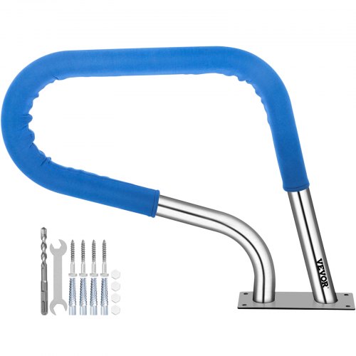 Poolräcke 32x23" Poolräcke 304 rostfritt stål 250 kg lastkapacitet Silver rostfritt poolräcke Humaniserat poolräcke med blått greppskydd &amp; M8 borr &amp; självgängande skruvar