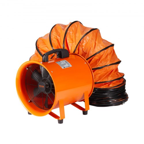 Portable Ventilator, 304.8mm Heavy Duty Cylinder Fan with 10m Duct Hose, 367W Strong Shop Exhaust Blower 2574CFM, Industrial Utility Blower for Sucking Dust, Smoke, Smoke Home/Workplace