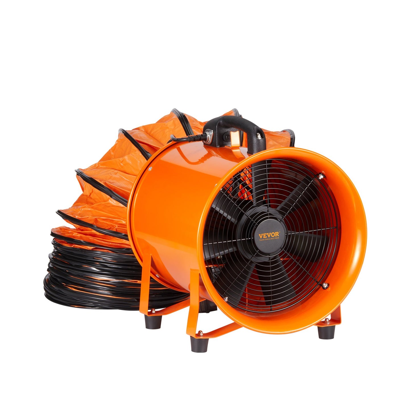 Portable Ventilator, 304.8mm Heavy Duty Cylinder Fan with 5m Duct Hose, 367W Strong Shop Exhaust Blower 2574CFM, Industrial Utility Blower for Sucking Dust, Smoke, Smoke Home/Workplace