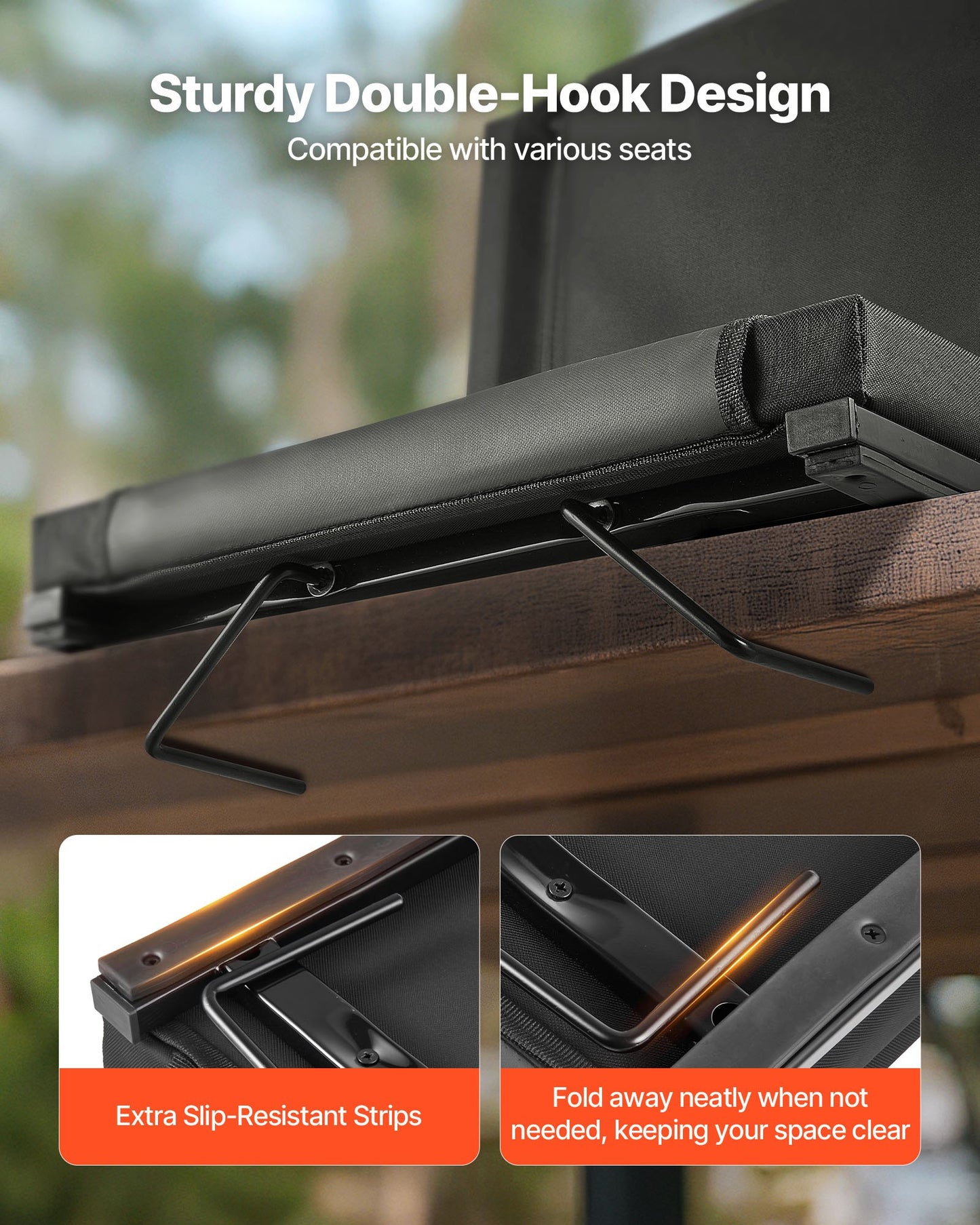 Stadionsits, Hopfällbar läktarstol med ryggstöd och tjock kudde, Vadderad stadionsits för läktare Inkluderar axelrem, krokar, mugghållare och sidoficka, Svart läktarstol