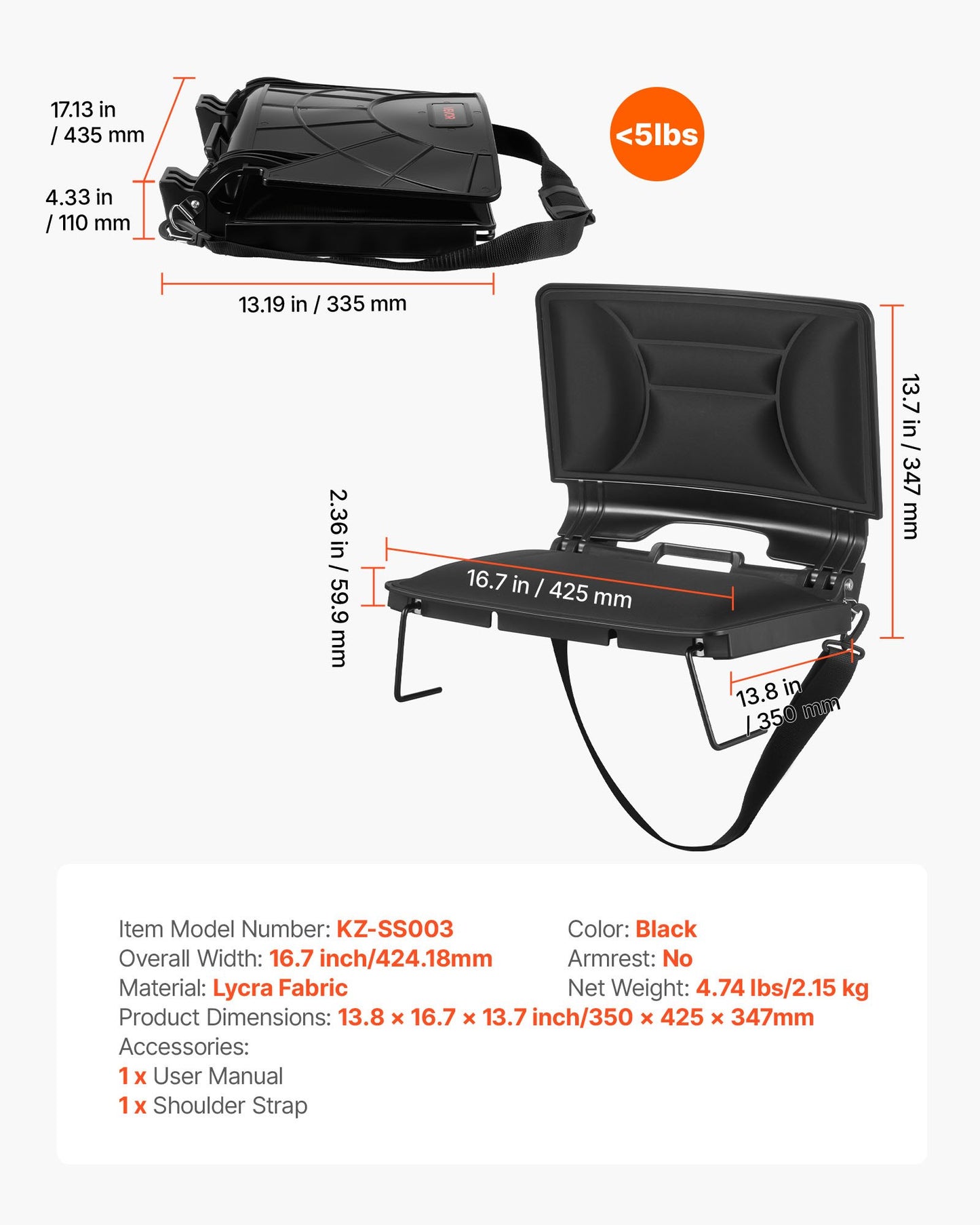Stadium Seat, Folding Bleacher Chair with Back Support and Thick Cushion, Padded Stadium Seat for Bleacher Includes Shoulder Strap, Hooks, Cup Holder, Lycra Material, Side Pocket, PP Material