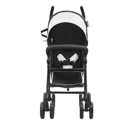 Lightweight Stroller, Compact Easy Fold MultiPosition Recline Canopy Backrest, Carbon Steel Frame, Large Storage Basket, Umbrella Toddler Baby Stroller for Travel and More, Black/White