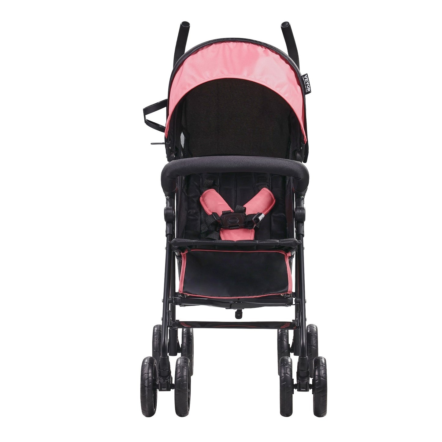 Lightweight Stroller, Compact Easy Fold MultiPosition Recline Canopy Backrest, Carbon Steel Frame, Large Storage Basket, Umbrella Toddler Baby Stroller for Travel and More, Black/Pink