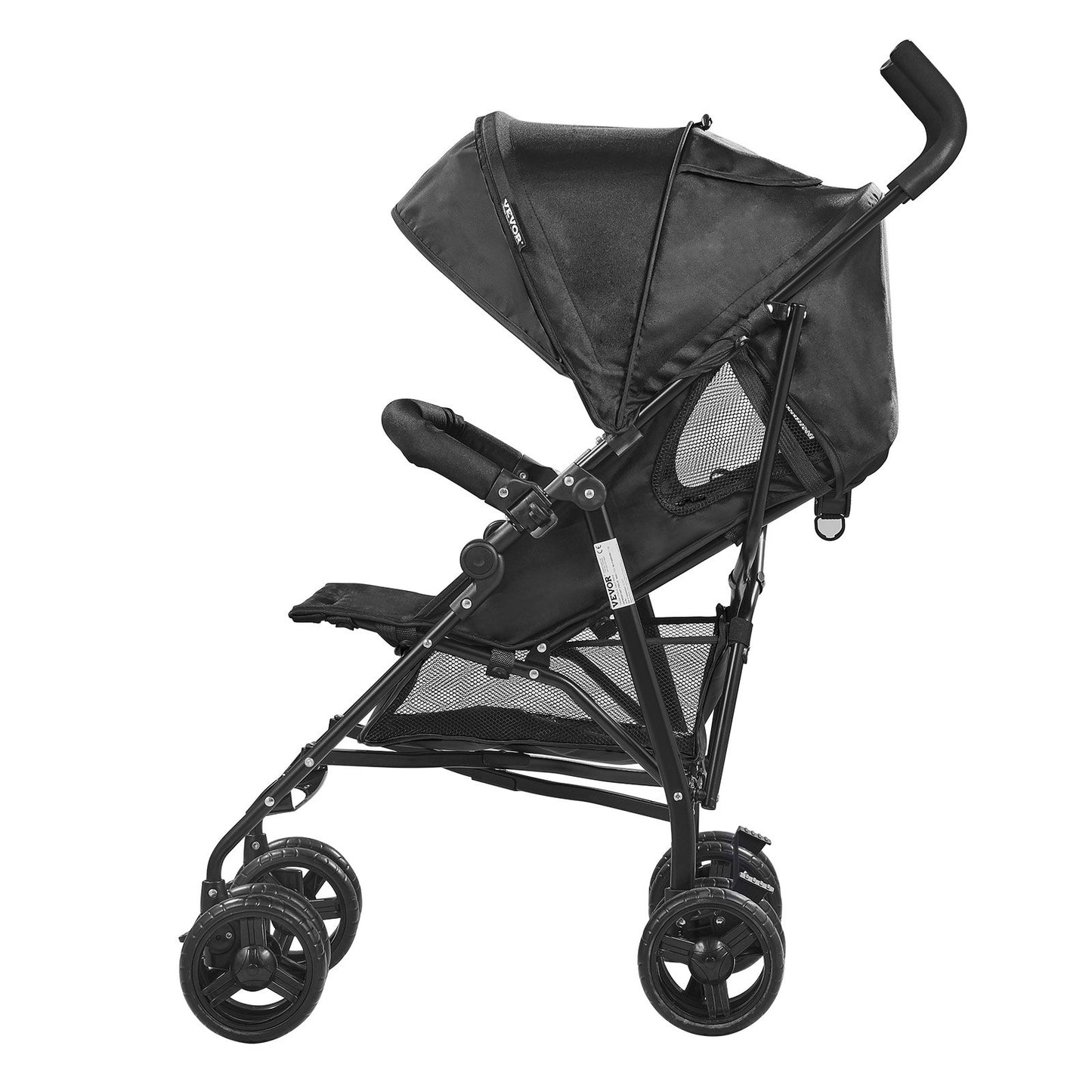 Lightweight Stroller, Compact Easy Fold MultiPosition Recline Canopy Backrest, Carbon Steel Frame, Large Storage Basket,Cup Holder, Umbrella Toddler Baby Stroller for Travel and More, Black