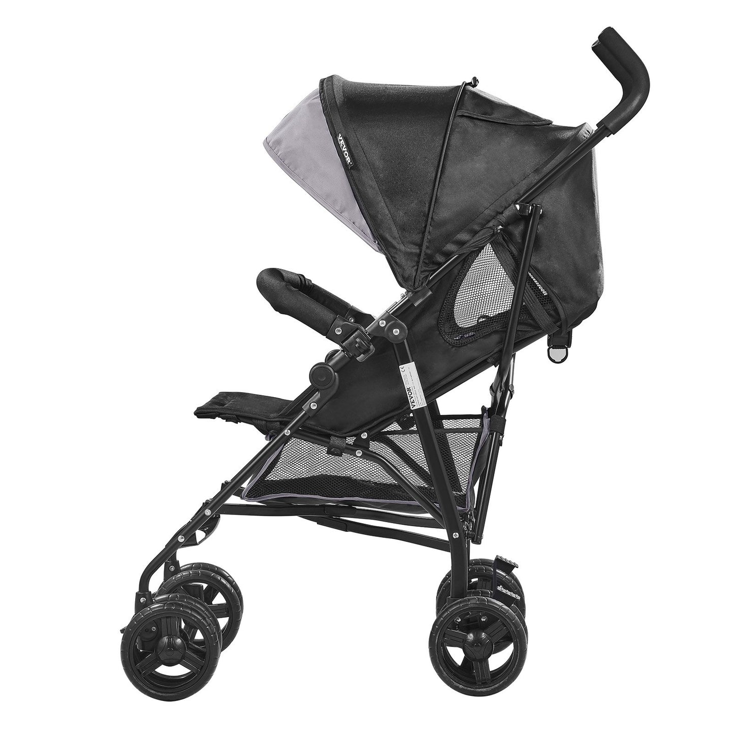 Lightweight Stroller, Compact Easy Fold MultiPosition Recline Canopy Backrest, Carbon Steel Frame, Large Storage Basket,Cup Holder, Umbrella Toddler Baby Stroller for Travel, Light Gray/Black