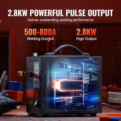 Battery Spot Welder, 737G Pulse Spot Welder, Portable High-Power Battery Welding Machine Soldering Station with 2 Welding Modes and LED Lighting for 0.12mm Pure Nickel, 18650 14500 Battery Pack