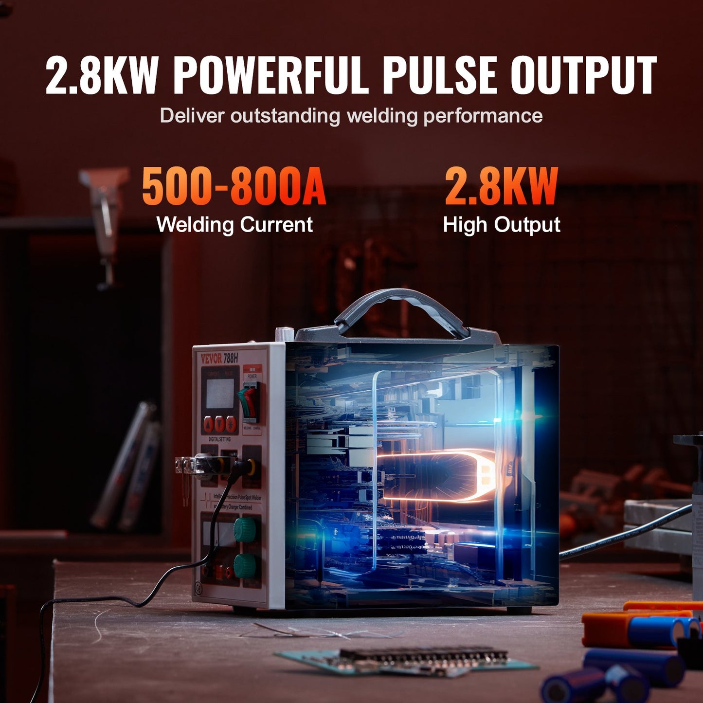 Battery Spot Welder, 788H Pulse Spot Welder & Battery Charger, Portable High-Power Battery Welding Machine with 2 Welding Modes and LED Lighting for 0.15mm Pure Nickel, 18650 14500 Battery Packs