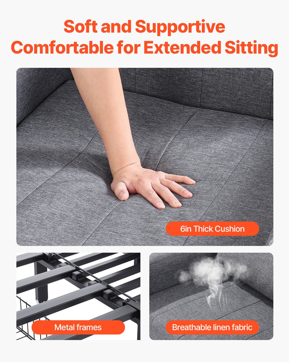 Bäddsoffa, Konvertibel bäddsoffa med sidofack, kudde, armstöd och skrivbordsskiva, 5 justerbara ryggstöd, utdragbar enkel soffa med 2 hjul och förvaring i botten, grå