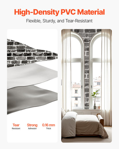 Peel and Stick Wallpaper, 45cm x 10m Contact Paper Gray Brick Waterpoof Self Adhesive, Easy to Clean & Peel Wall Decorative Vinyl Roll for Bedroom Kitchen Office Bathroom Desk