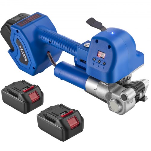 Electric Strapping Machine, 2 x 4000mAh Batteries, Automatic Strapping Tool with Digital Display for 10-19 mm Wide PET Straps, Banding Tensioner Machine for Packaging Box Pallet