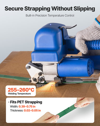 Electric Strapping Machine, 2 x 4000mAh Batteries, Automatic Strapping Tool with Digital Display for 10-19 mm Wide PET Straps, Banding Tensioner Machine for Packaging Box Pallet