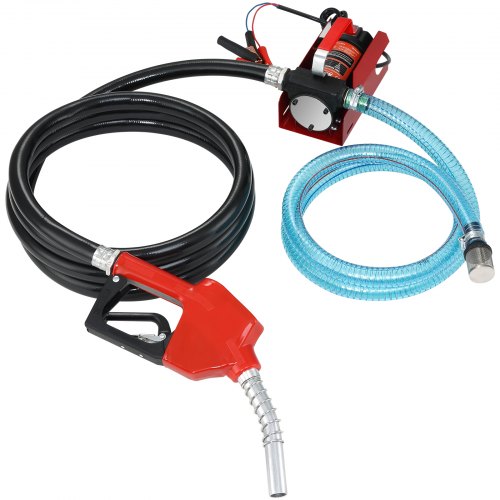 Fuel Transfer Pump, 12V DC 37.9 LPM 798.6 cm Lift, Portable Electric Diesel Transfer Extractor Pump Kit with Automatic Shut-off Nozzle, Delivery & Suction Hose for Diesel, Kerosene, Transformer Oil