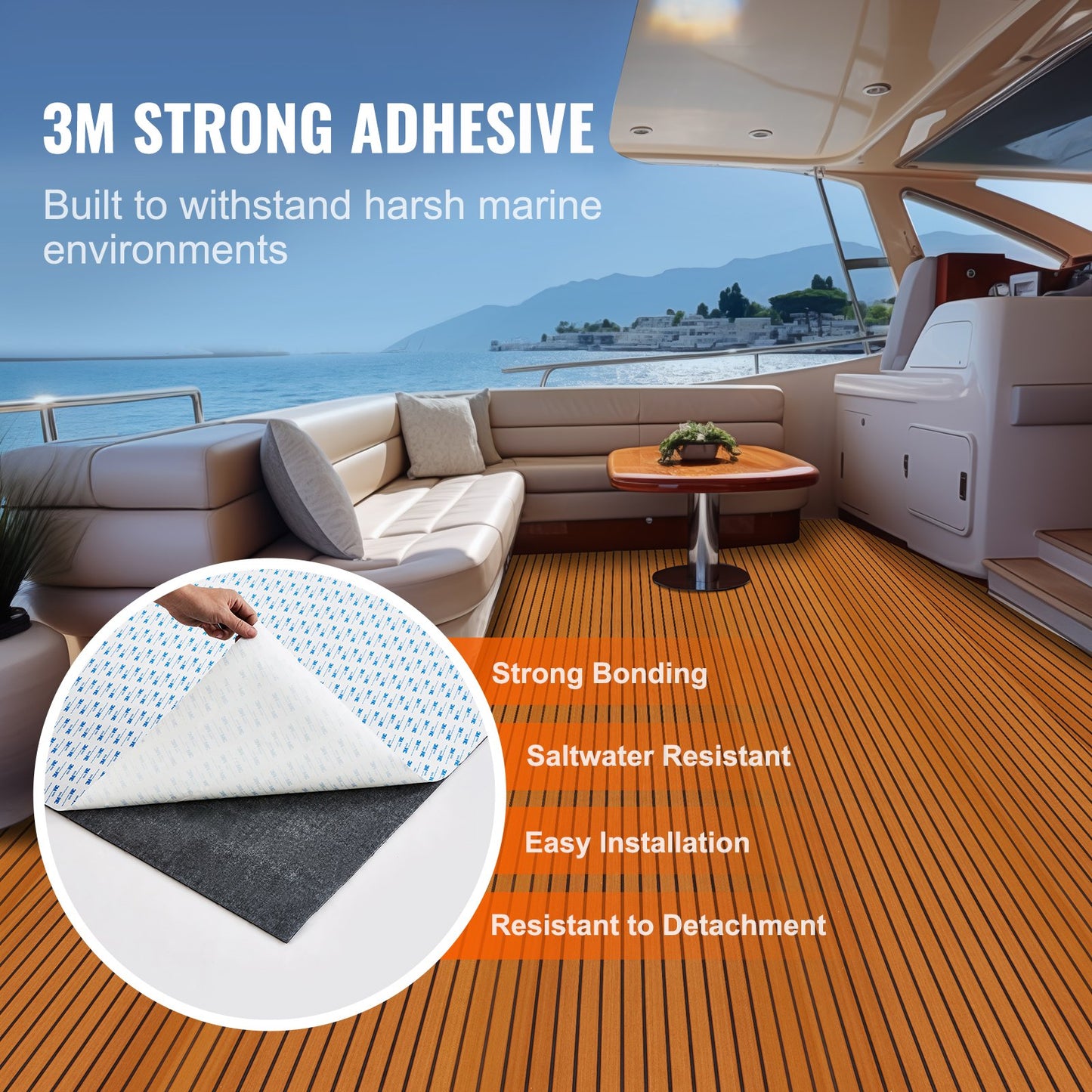 Boat Flooring, EVA Foam Boat Decking 240 x 116.8 cm, Non-Slip Self-Adhesive Flooring, 2.8 m² Marine Carpet for Boats, Yacht, Pontoon, Kayak Decking